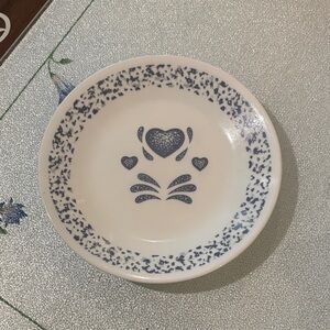 Corelle White Plate with Blue Heart Design